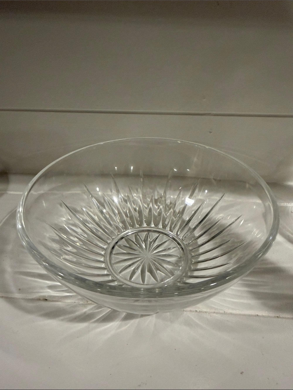 Princess House Clear Cut-Pattern Glass Serving Bowl